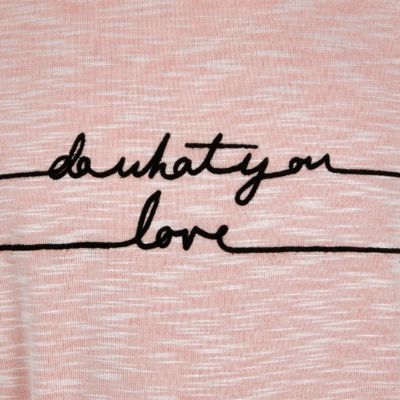 Girls pink love slogan t-shirt